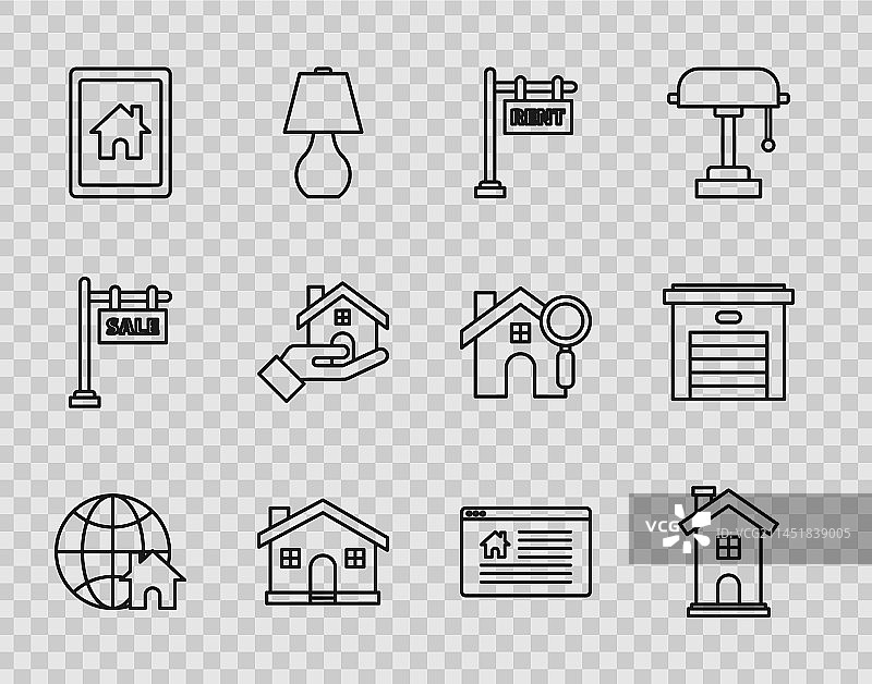 带房屋符号的环球航线和悬挂的房屋图片素材