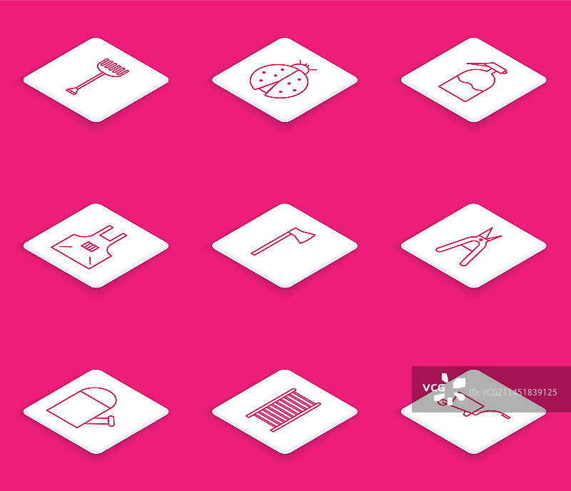 园林耙、瓢虫、喷雾器和厨房图片素材