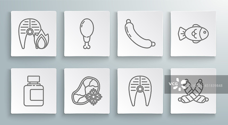 酱汁瓶鸡腿新鲜冷冻线条图标图片素材