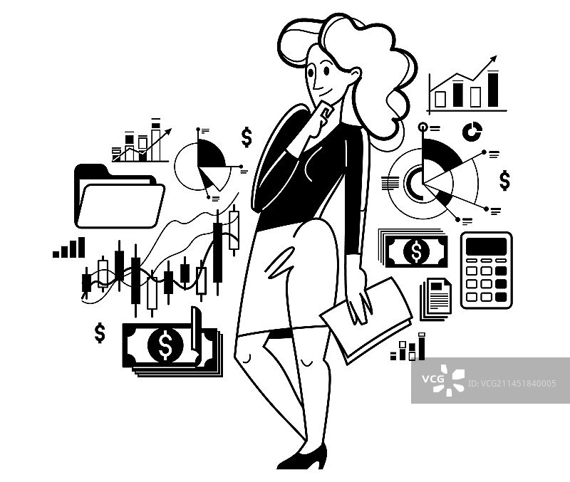 分析金融数据的金融家轮廓图片素材