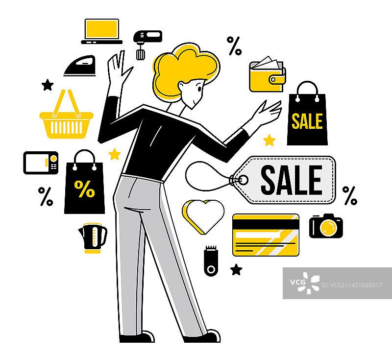 购物折扣店员轮廓图片素材