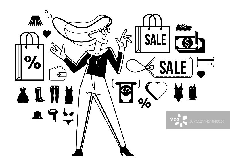 购物折扣店员轮廓图片素材