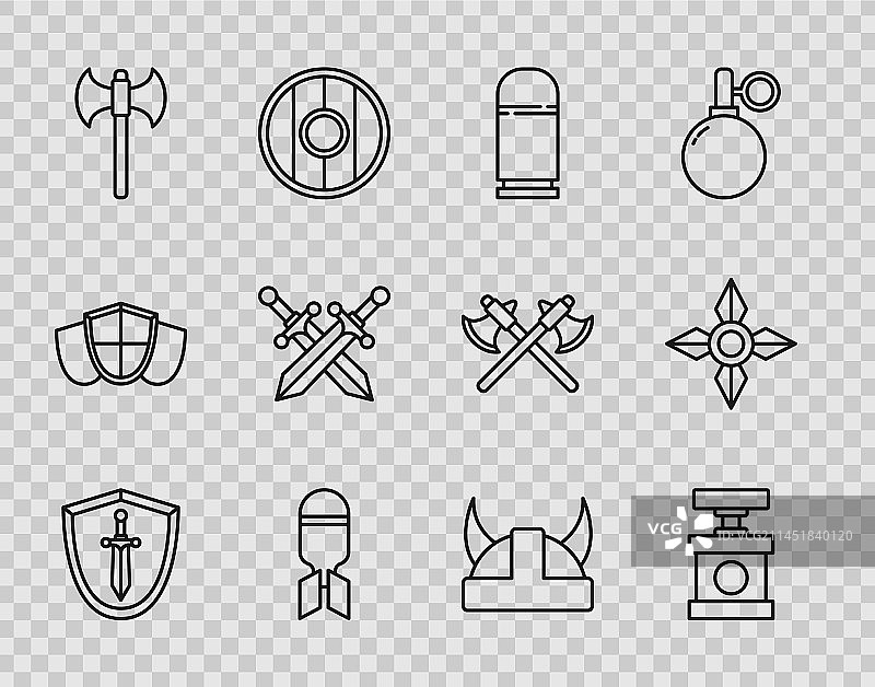 中世纪盾牌与剑柄线条素材图片素材