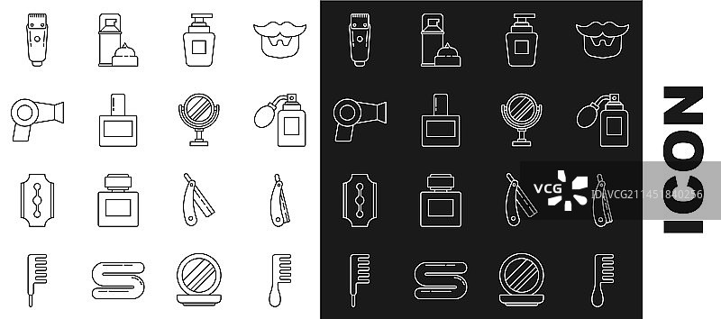 梳子、剃刀和须后水图片素材