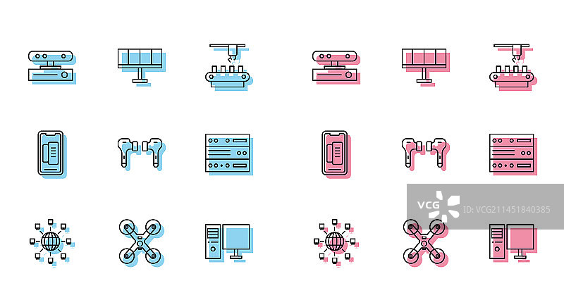 社交网络无人机飞行动态线条图标图片素材
