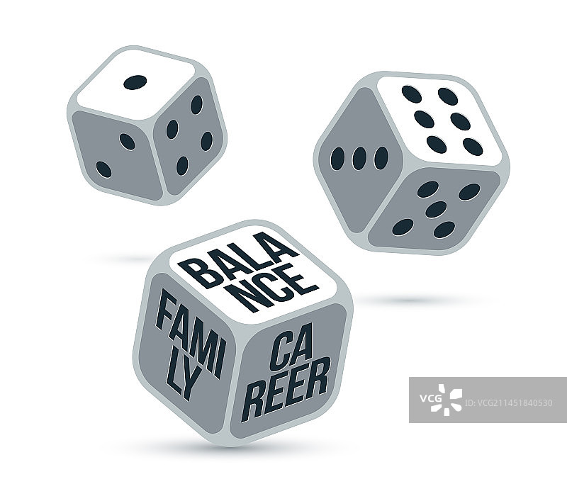 掷骰子和选择平衡的概念图片素材