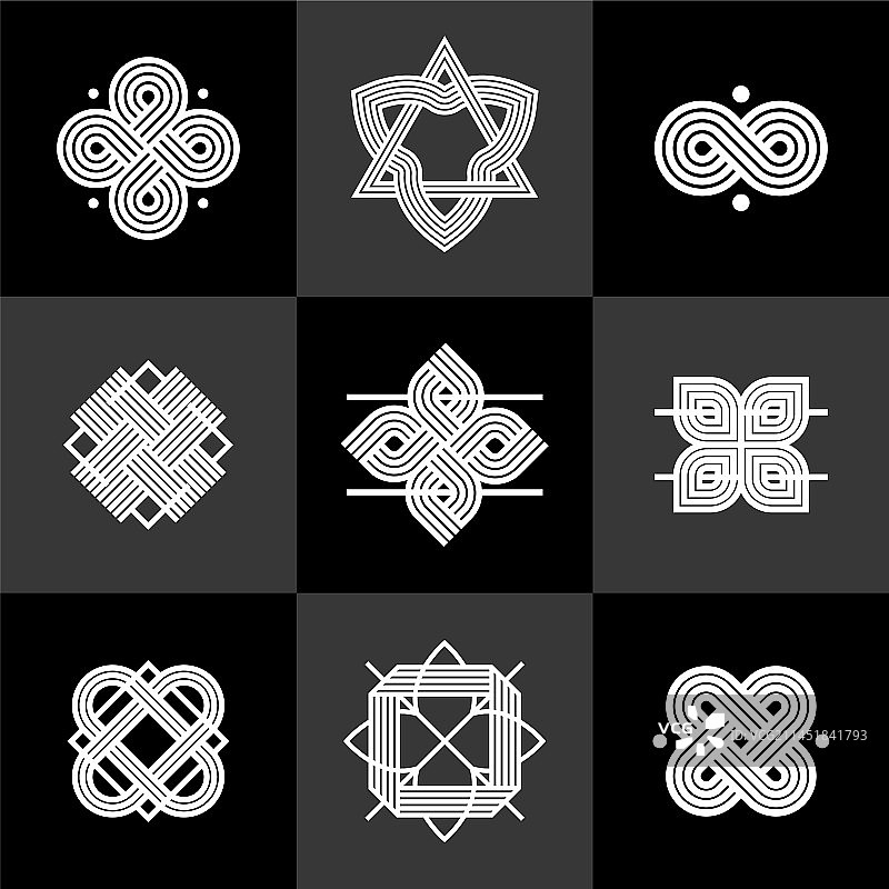 复古风格缠绕线条图标合集图片素材