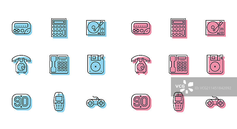 90年代复古老式手机寻呼机图片素材