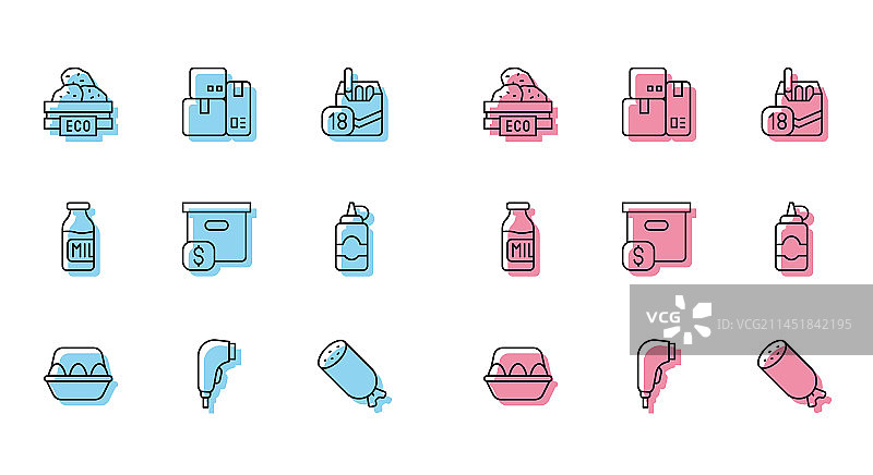 扫描盒装鸡蛋的线条图片素材