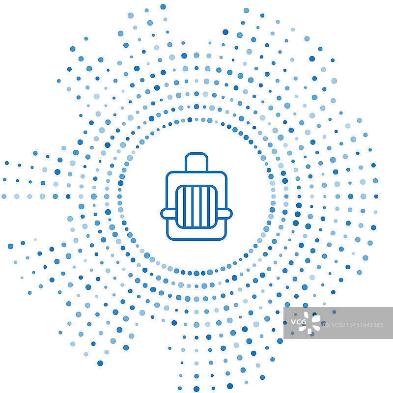 蓝色线条宠物携带箱图标，白色背景图片素材