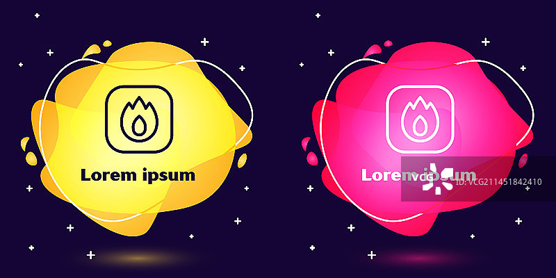 蓝色背景上的火焰线条图标图片素材