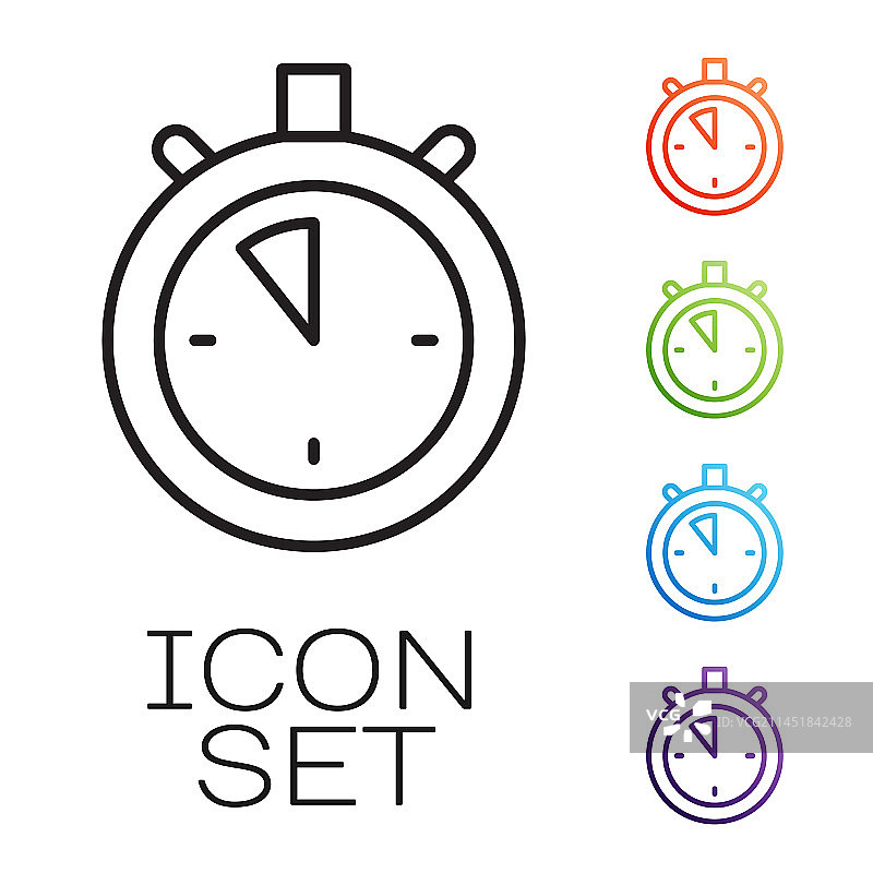 黑色线条秒表图标图片素材