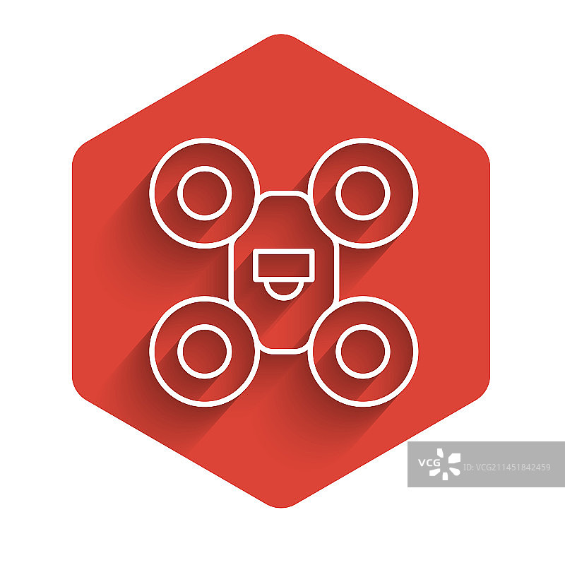 带长阴影的白色线条无人机飞行图标图片素材