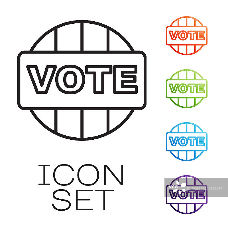 白色背景上的黑色线条投票图标图片素材