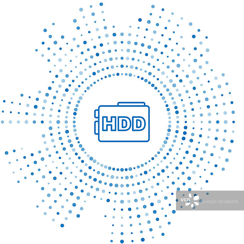 蓝色背景上的蓝色线条硬盘驱动器图标图片素材