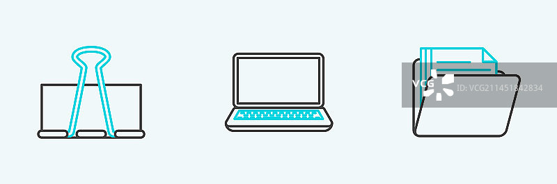 文档文件夹夹子和笔记本电脑组合图片素材