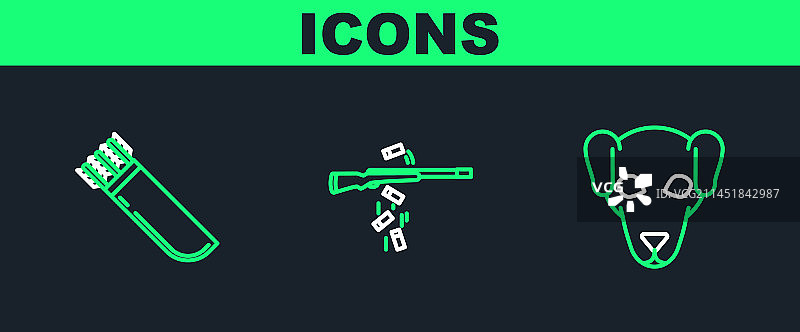 猎犬、箭筒和猎枪图片素材