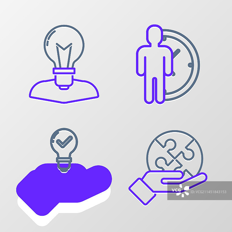 手持拼图灯泡时间线条图片素材