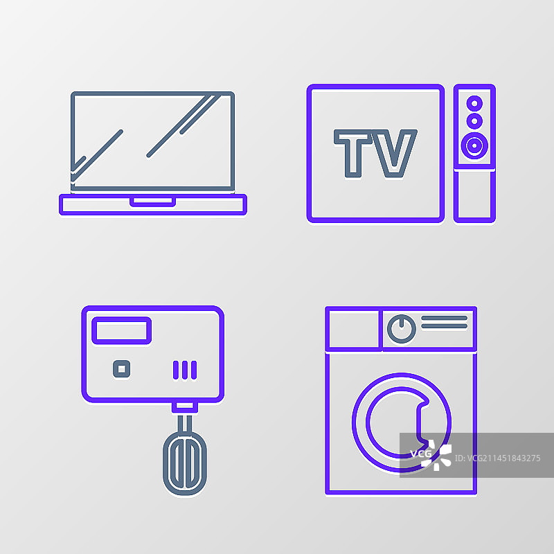 洗衣机、搅拌机和电视盒banner图片素材