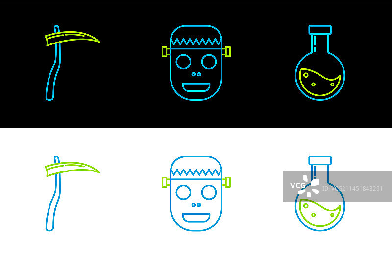 药水瓶、镰刀和僵尸图片素材