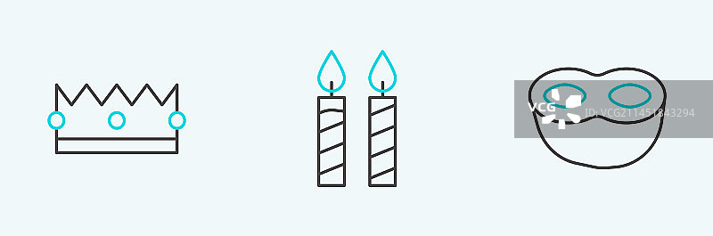 节日面具皇冠与生日蛋糕图片素材