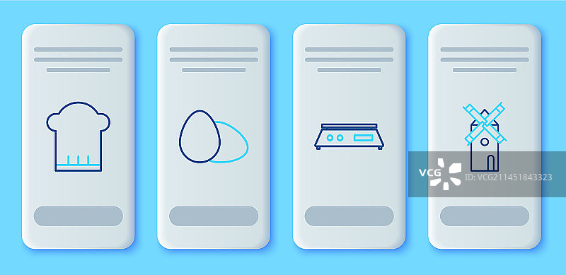 鸡蛋电子秤厨师帽线条组合图片素材