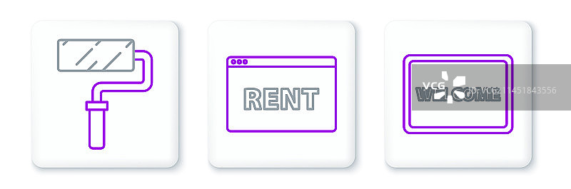 带有“欢迎”字样的门垫线条设计图片素材