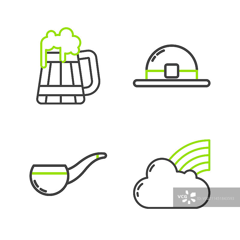 彩虹线条与云烟斗图片素材