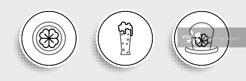 线稿矮妖帽四叶草金币图片素材