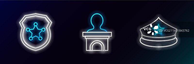 带帽徽的警帽和舞台图片素材