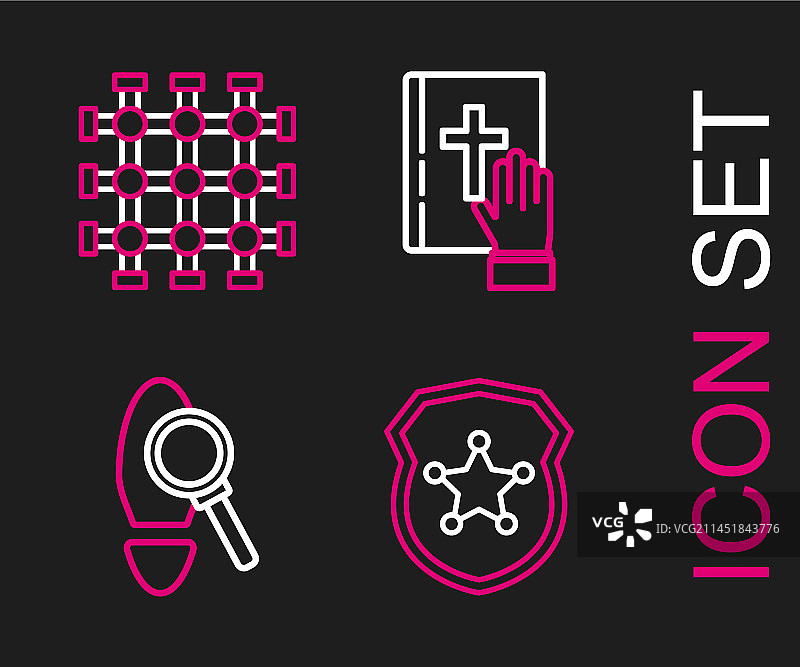 警察徽章与放大镜图片素材