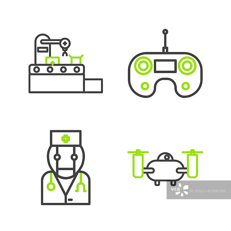 线条集：飞行无人机、运动相机、机器人图片素材