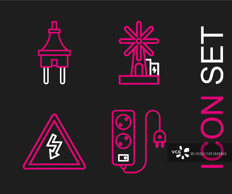 高压电源延长线线性图标图片素材