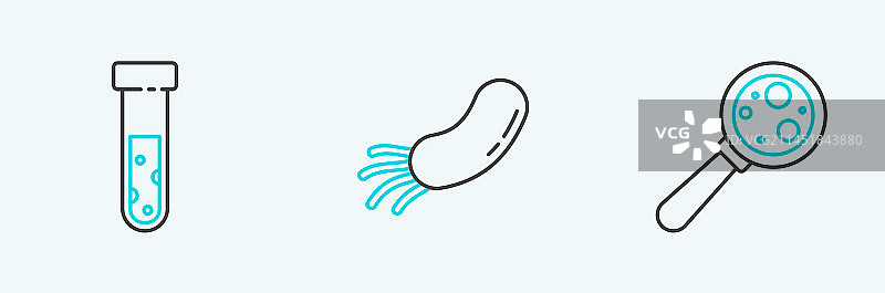 放大镜下的微生物与试管图片素材