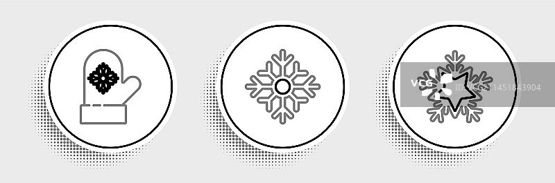 雪花、圣诞手套图标线条组合图片素材
