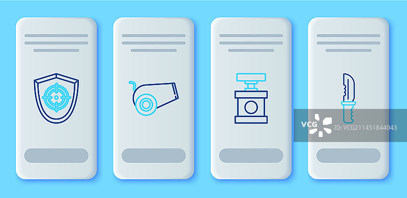 大炮手柄和炸药雷管线条集合图片素材