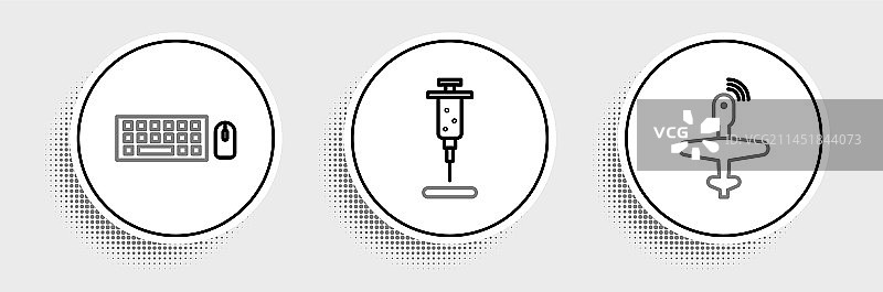无人机键盘鼠标注射器线条图标图片素材