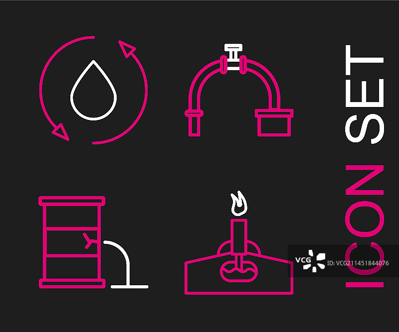 线条采油平台火焰桶和漏油图片素材