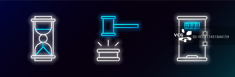 监狱牢房门与沙漏线条集合图片素材