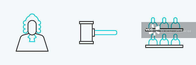 陪审员法官和法槌图标组合图片素材