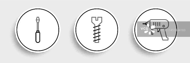 电钻螺丝刀线性图标图片素材