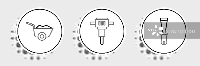 油灰刀手推车和建筑组合图片素材