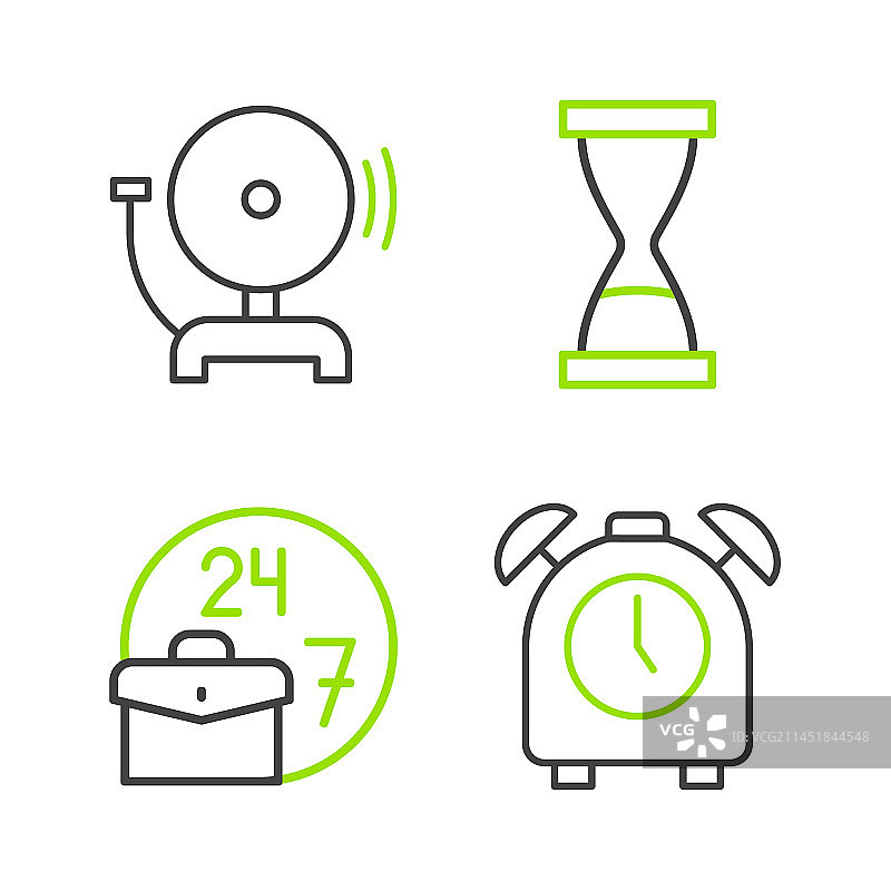 闹钟总是忙碌的旧沙漏线条图片素材