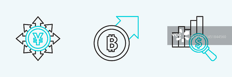 饼图美元日元货币线条素材图片素材