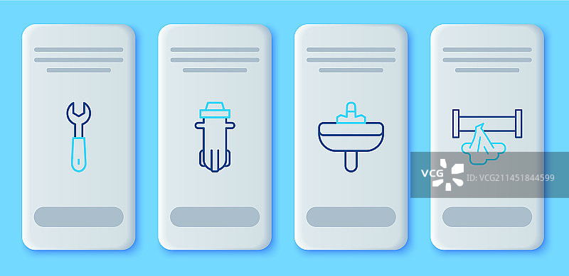 净水器、洗脸盆和扳手图片素材