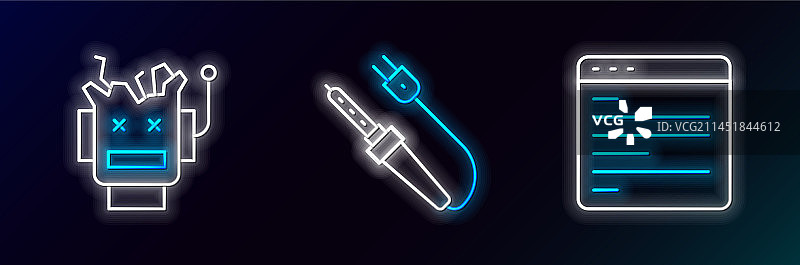 电脑API接口故障机器人线条图片素材