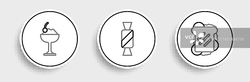 三明治碗装冰淇淋糖果线条icon图片素材