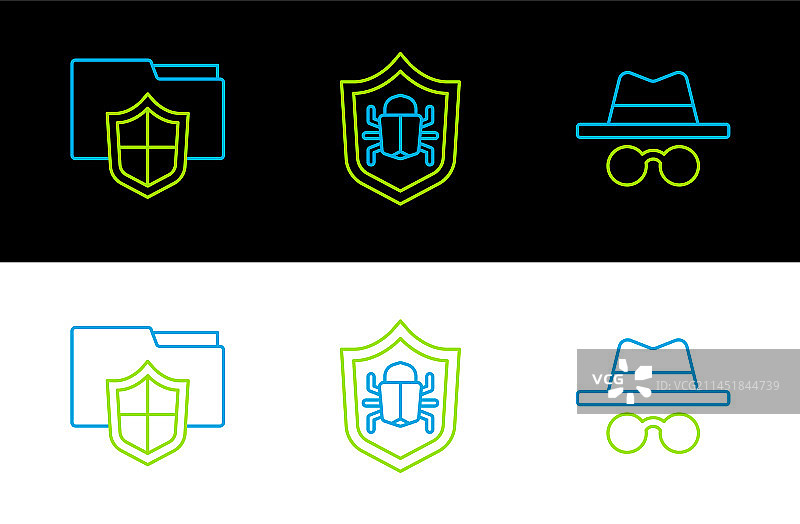 线条标识套件：隐身模式、文档文件夹图片素材
