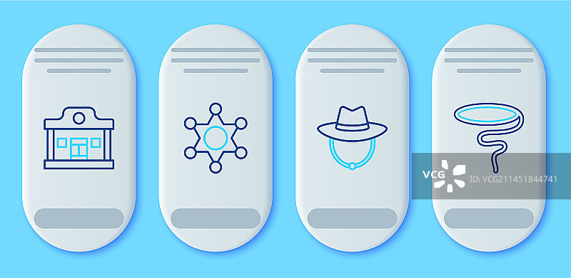 六芒星警长西部牛仔帽线条图案图片素材