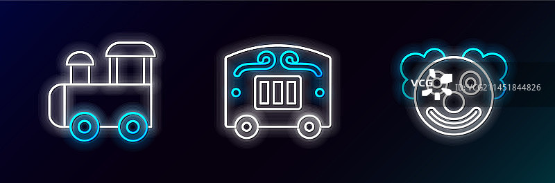 小丑头玩具火车马戏团车厢线条图片素材